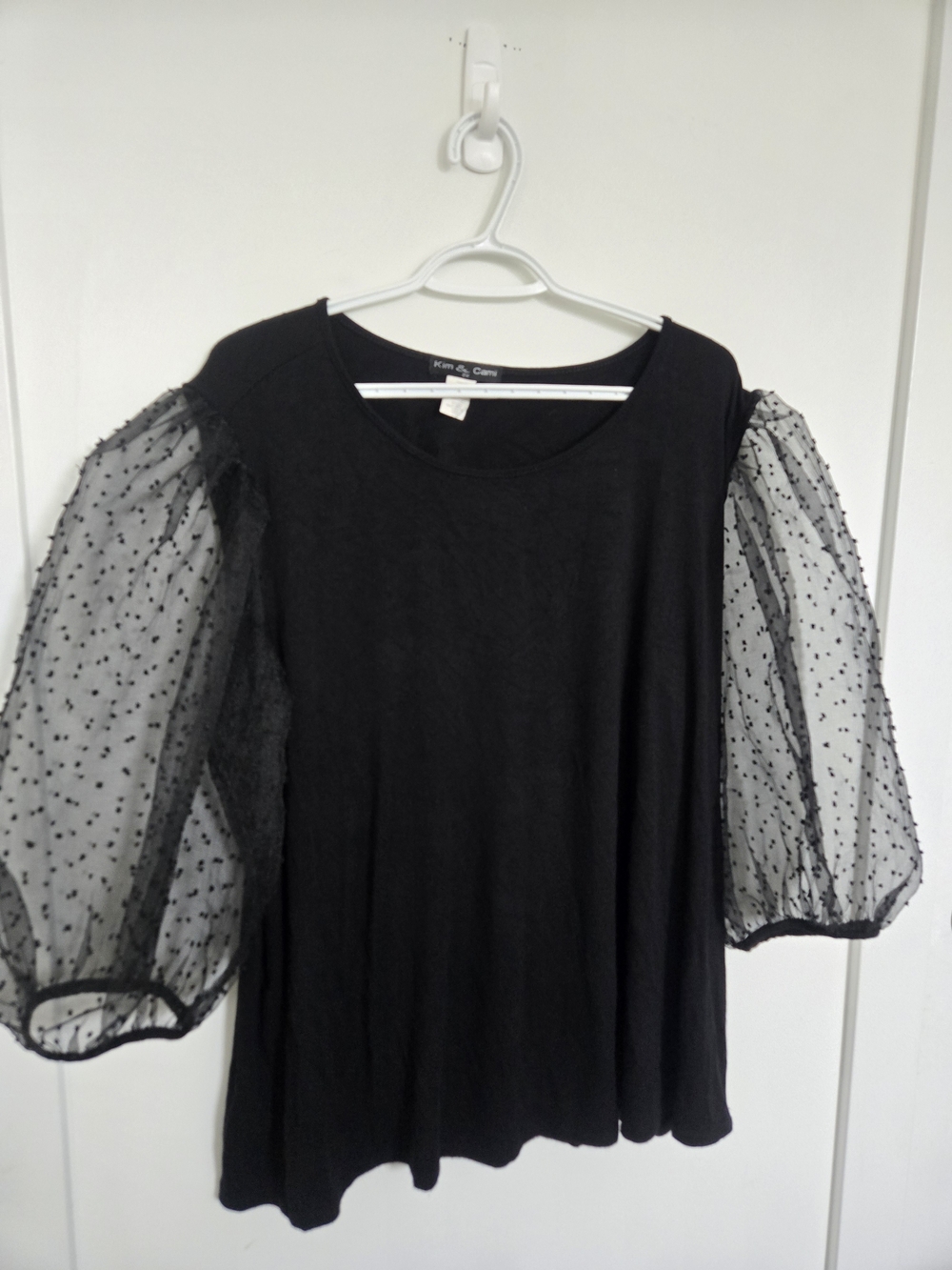 Kim & Cami Black Sheer Puff Sleeve Top Plus Size 2X Romantic Goth